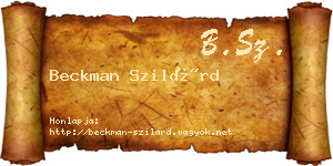 Beckman Szilárd névjegykártya